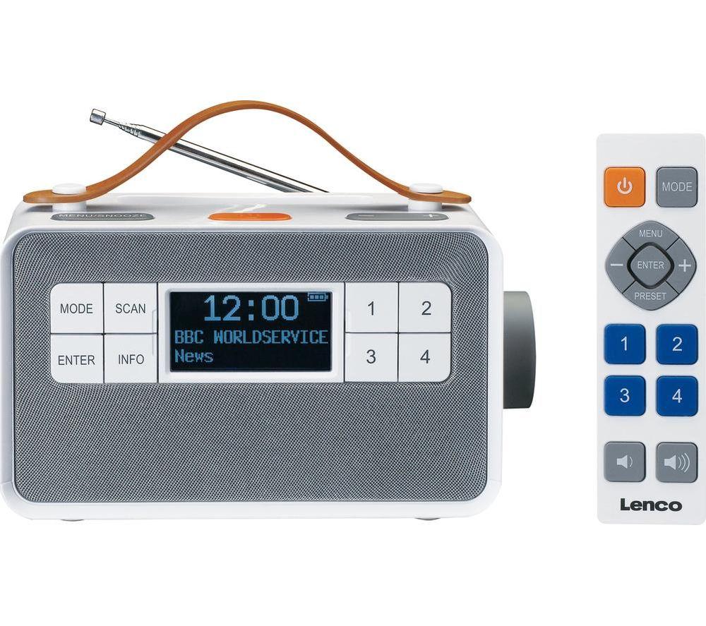 LENCO Senior PDR-065 Portable DAB? Smart Bluetooth Clock Radio - White, Silver/Grey,White
