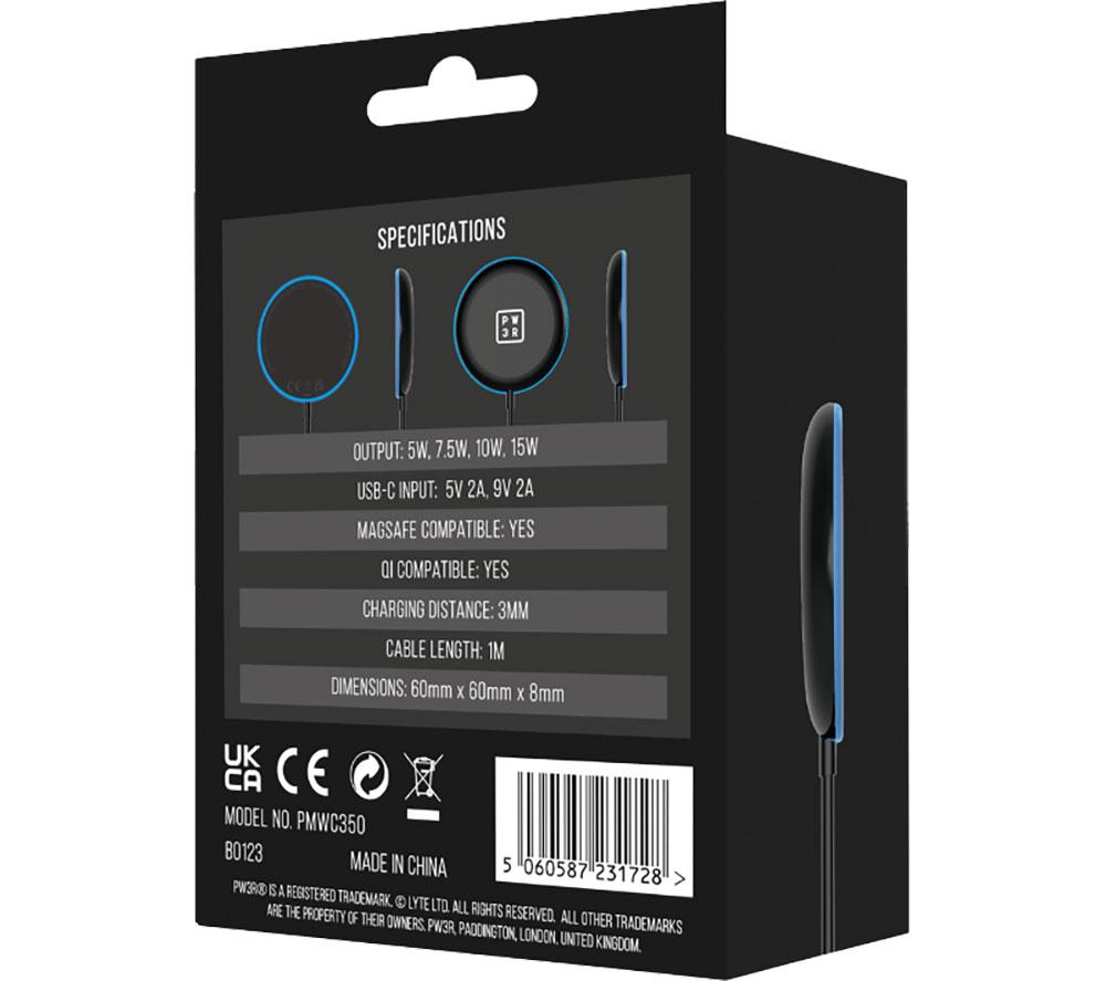 PW3R PMWC350 Qi 15 W Magnetic Wireless Charging Pad image number 6 of 6
