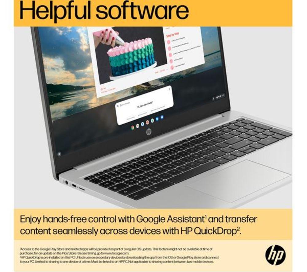 HP 15a-na0500sa 15.6" Refurbished Chromebook - Intel&reg; Pentium&reg;, 128 GB eMMC, Silver (Excellent Condition) image number 4 of 20