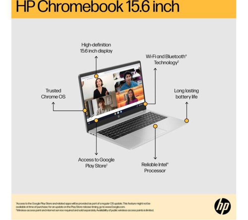 HP 15a-na0500sa 15.6" Refurbished Chromebook - Intel&reg; Pentium&reg;, 128 GB eMMC, Silver (Excellent Condition) image number 5 of 20