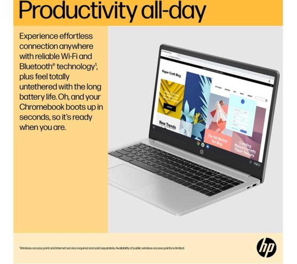HP 15a-na0500sa 15.6" Refurbished Chromebook - Intel&reg; Pentium&reg;, 128 GB eMMC, Silver (Excellent Condition) image number 7 of 20