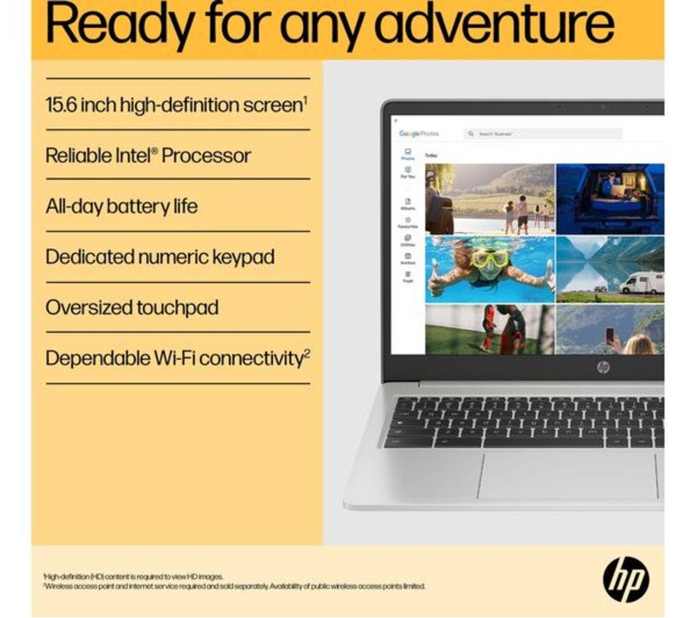 HP 15a-na0500sa 15.6" Refurbished Chromebook - Intel&reg; Pentium&reg;, 128 GB eMMC, Silver (Excellent Condition) image number 9 of 20
