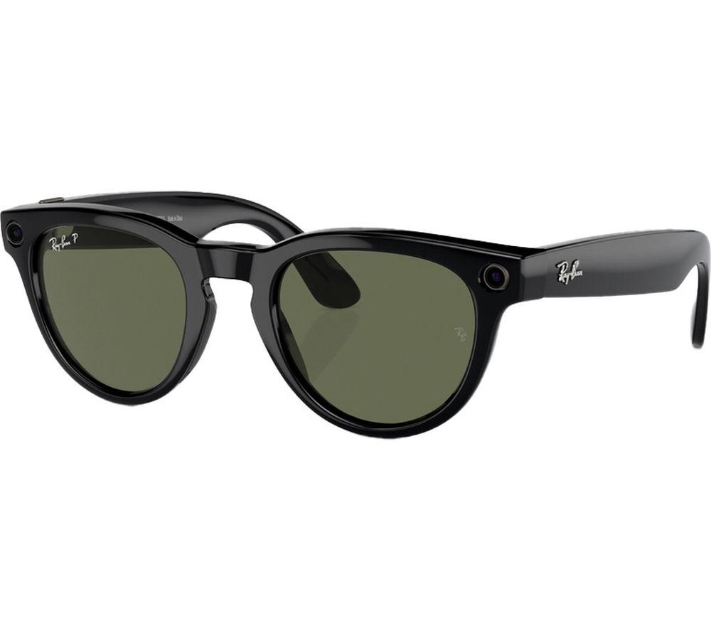 RAY-BAN Meta Headliner (Standard) Smart Glasses - Shiny Black, Polarised G15 Green