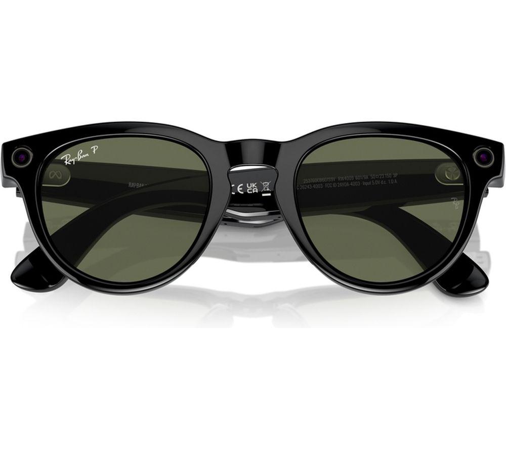RAY-BAN Meta Headliner (Standard) Smart Glasses - Shiny Black, Polarised G15 Green image number 3 of 12