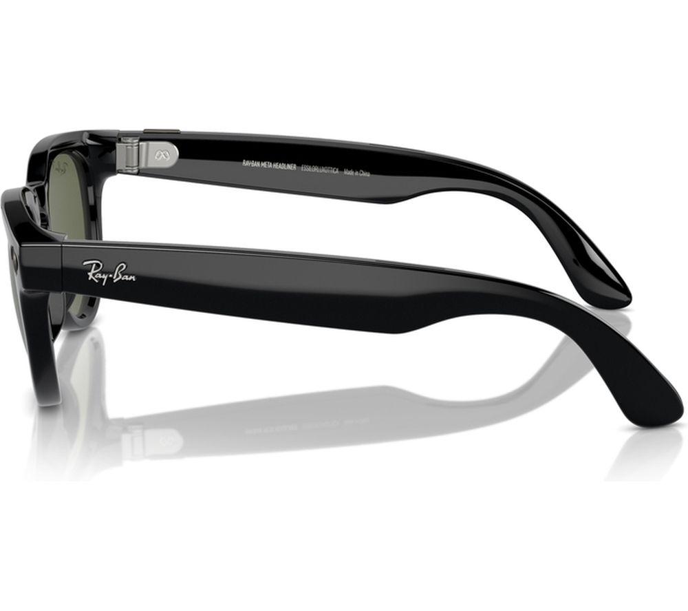 RAY-BAN Meta Headliner (Standard) Smart Glasses - Shiny Black, Polarised G15 Green image number 8 of 12