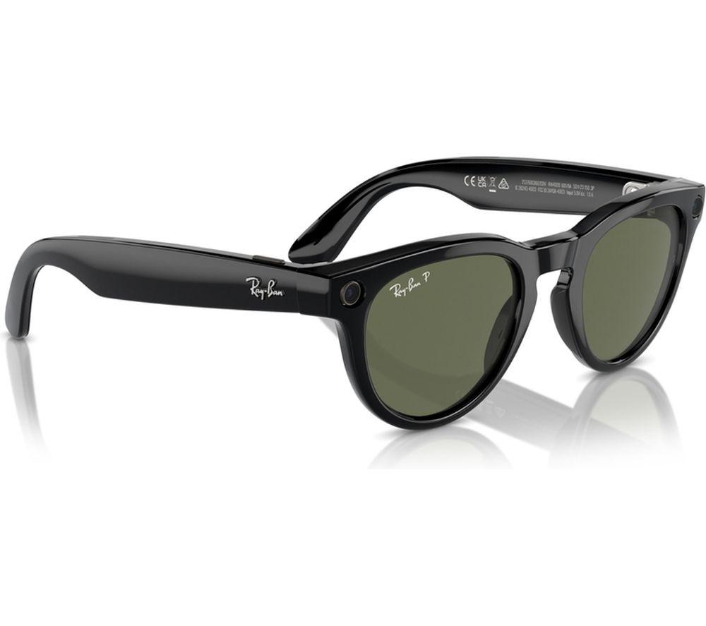 RAY-BAN Meta Headliner (Standard) Smart Glasses - Shiny Black, Polarised G15 Green image number 10 of 12