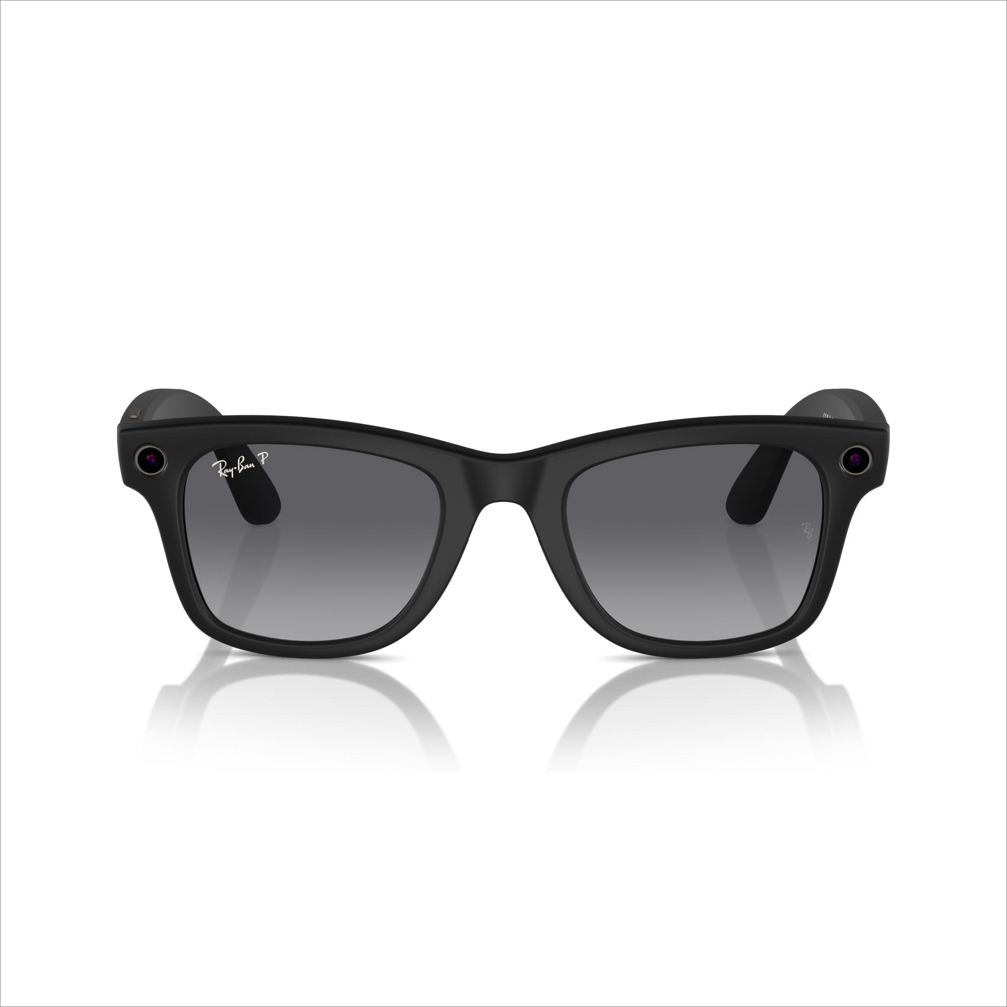 RAY-BAN META Wayfarer Glasses - Matte Black, Polarized Gradient Graphite image number 7 of 12