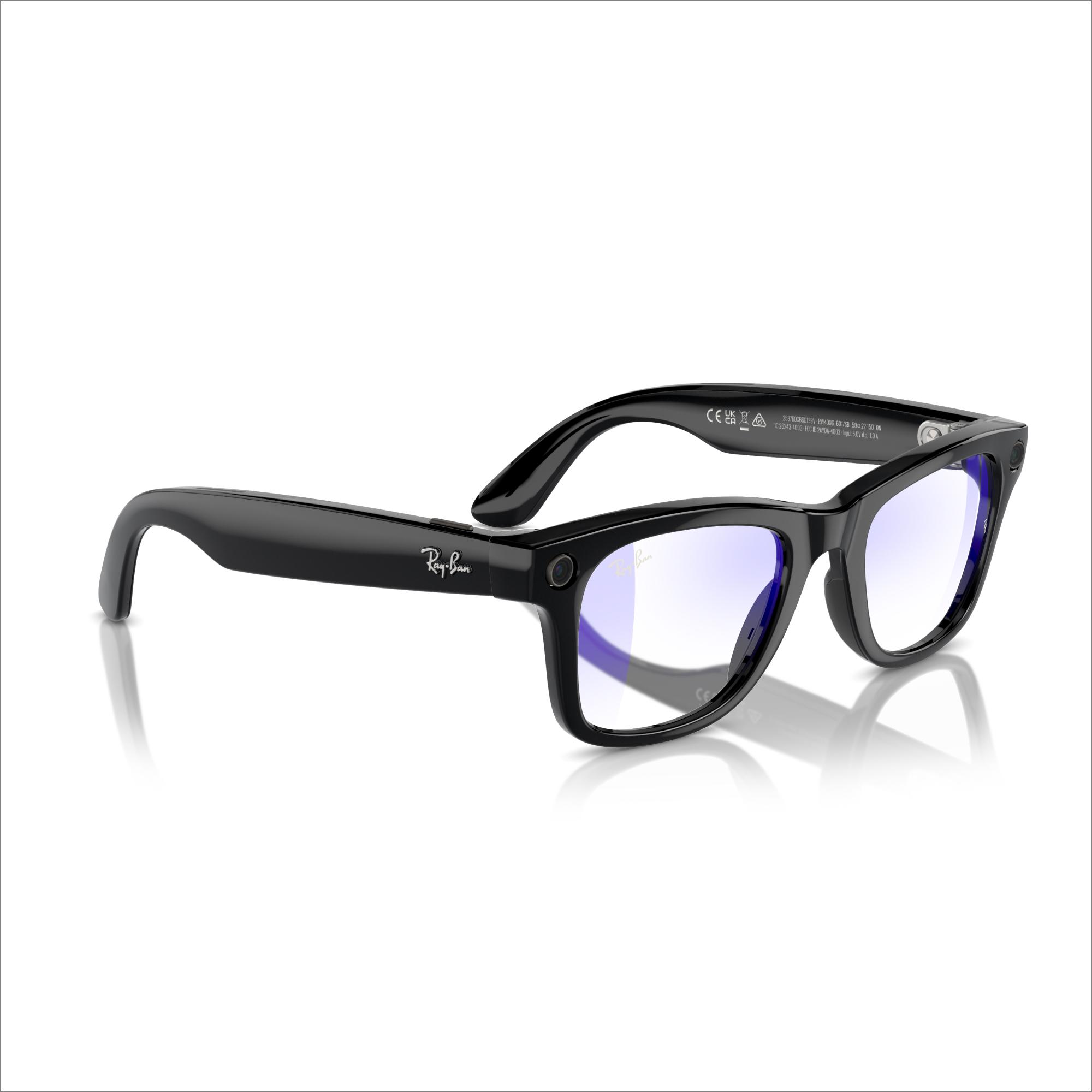 RAY-BAN META Wayfarer Glasses - Shiny Black, Clear image number 7 of 11