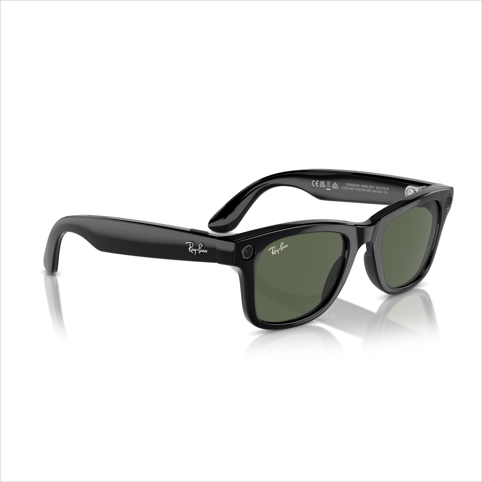 RAY-BAN META Wayfarer Glasses - Shiny Black, G15 Green image number 7 of 11