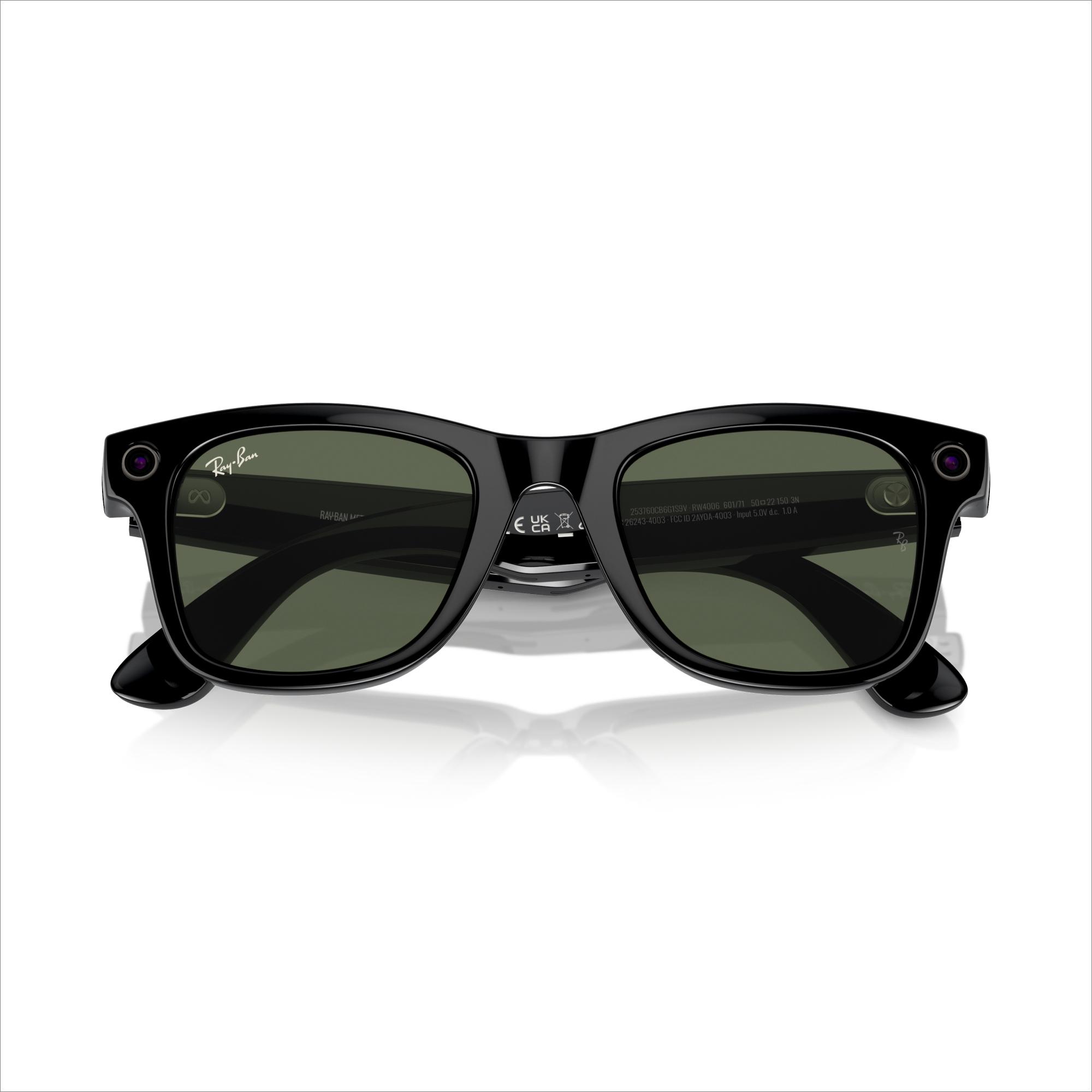 RAY-BAN META Wayfarer Glasses - Shiny Black, G15 Green image number 10 of 11