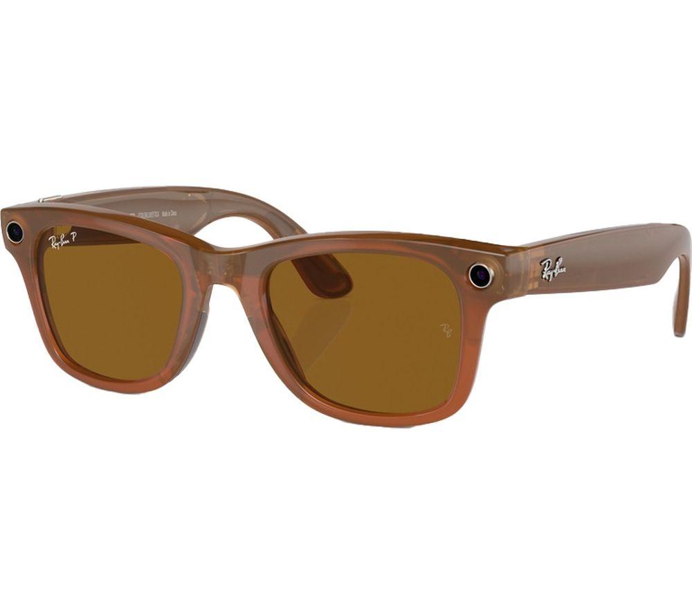 RAY-BAN Meta Wayfarer (Standard) Smart Glasses - Shiny Caramel Transparent, Polarised Brown