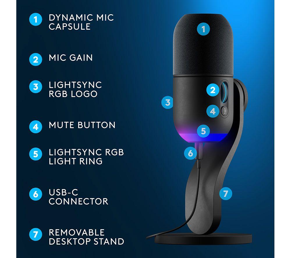 LOGITECH Yeti GX USB Microphone - Graphite image number 4 of 8