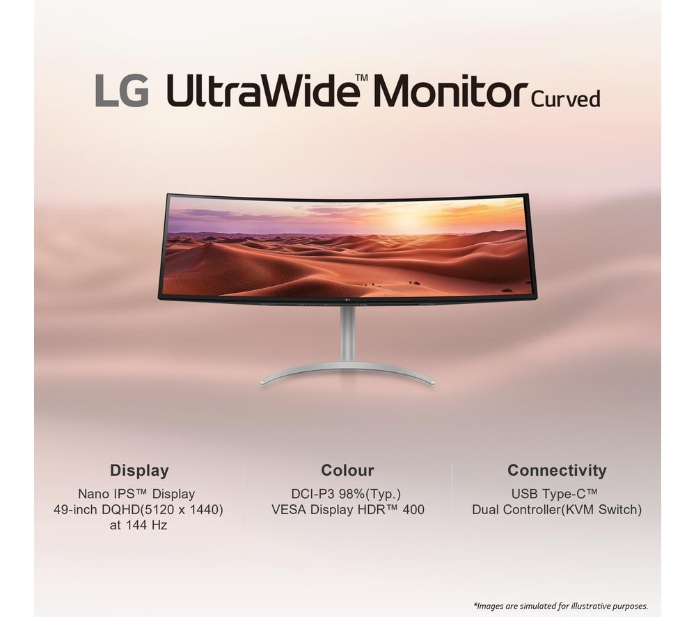 LG UltraWide 49WQ95C-W 49 Dual QHD HDR 144 Hz Curved 49WQ95C-W