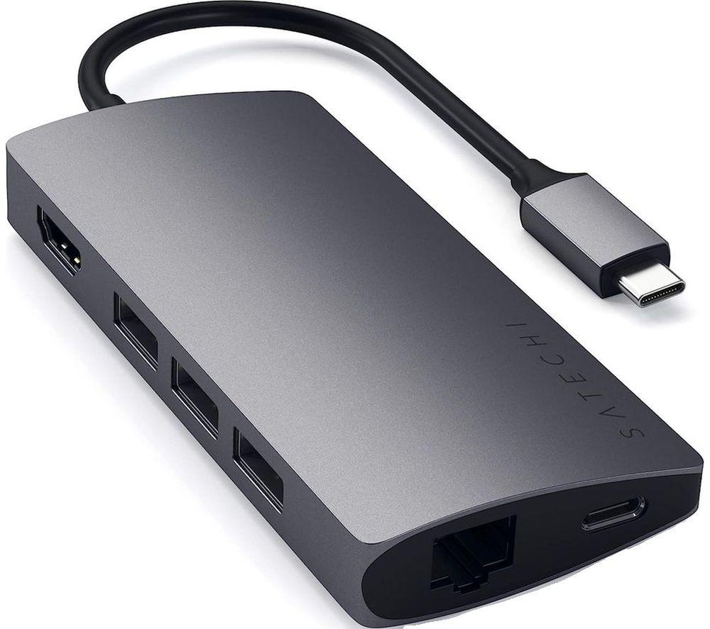 Juiced Systems Macbook Pro USB-C 6 Port Adapter - 2x USB-C Ports 1 SD Memory Card Input 1 Micro SD Memory Card Input 2x USB 3.0 Ports (Space Grey)