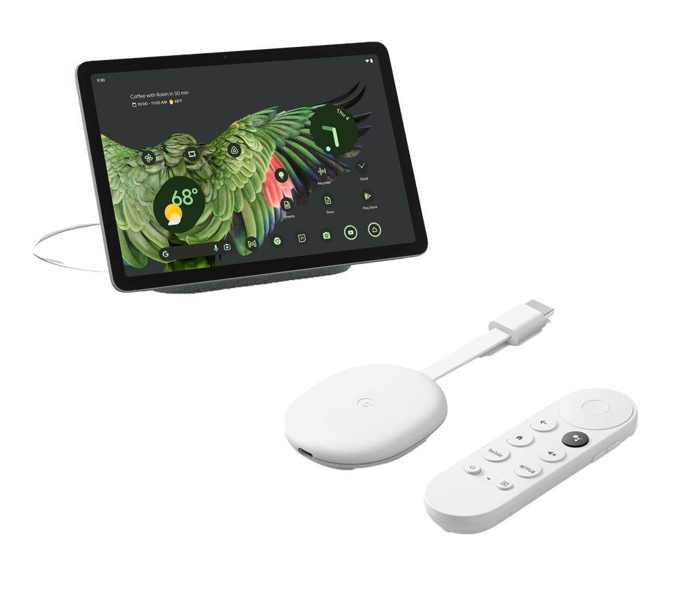 Buy GOOGLE Pixel 11 Tablet (128 GB, Hazel) & Chromecast 4K HDR with Google  TV (Snow) Bundle