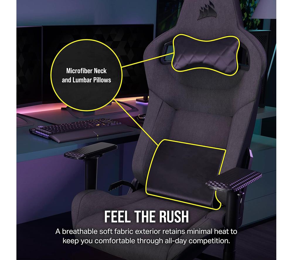  Corsair T3 Rush (2023) Gaming Chair, One Size, Gray and  Charcoal : Home & Kitchen