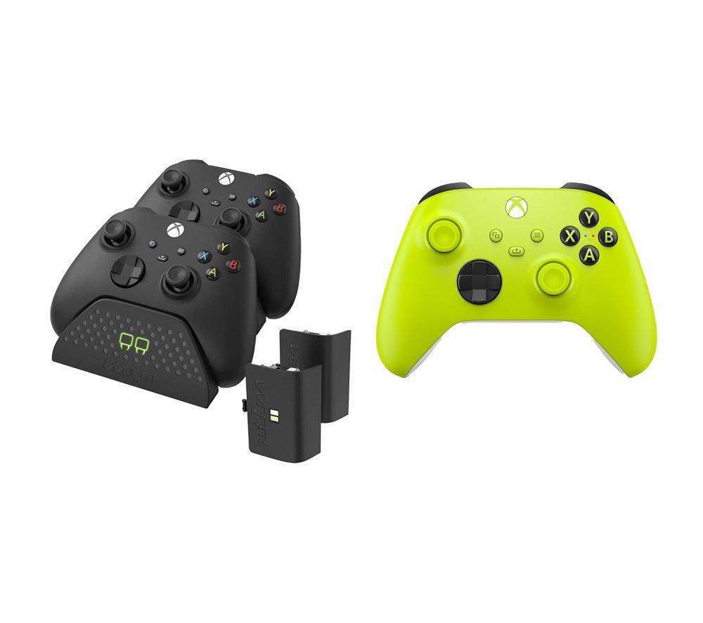 XBOX Wireless Controller (Yellow) & VS2881 Xbox Series X/S & Xbox One Twin Docking Station (Black) B