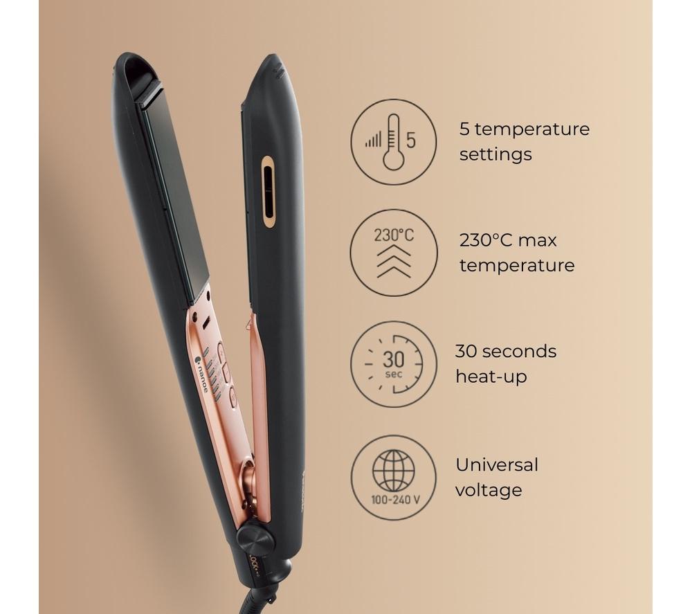 PANASONIC Nanoe EH-HS99-K895 Hair Straightener - Black & Rose Gold image number 5 of 6