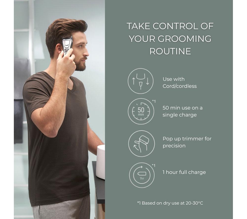 PANASONIC ER-GB80-H511 Wet & Dry Beard & Hair Trimmer - Black & Silver image number 5 of 6
