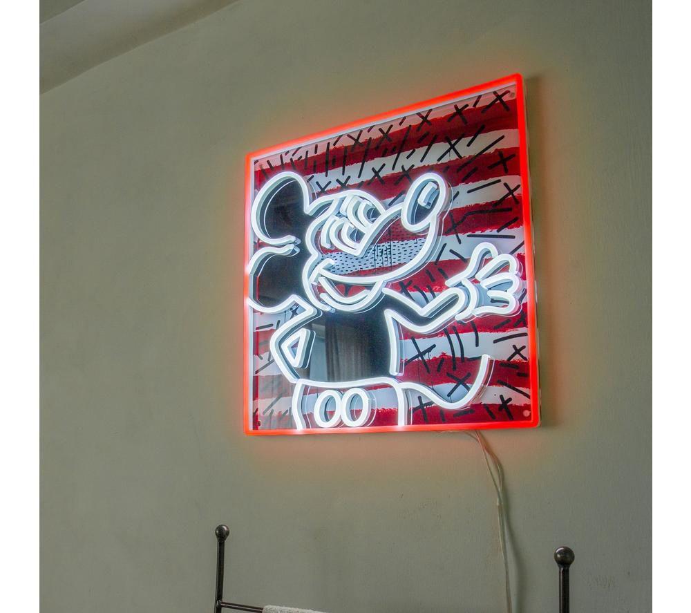 YELLOWPOP Disney x Keith Haring Mickey Mouse LED Wall Lamp - Red, White & Black image number 4 of 5