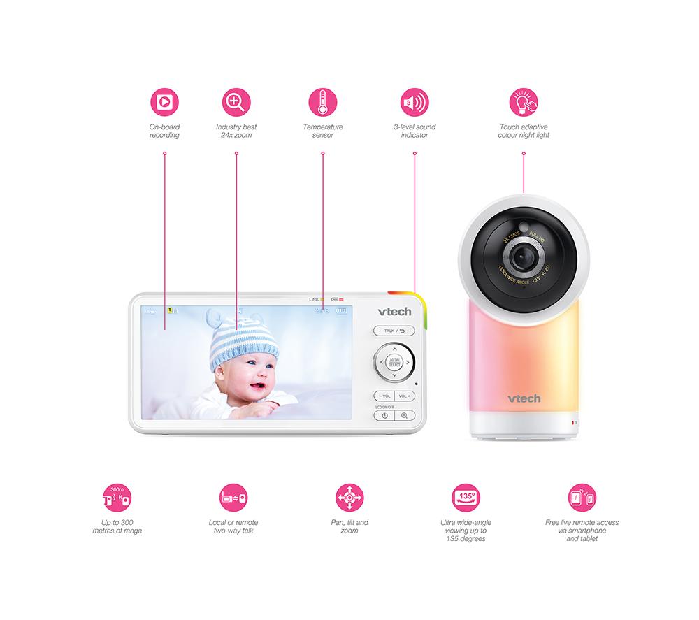 VTECH RM5766HD 5" LCD Screen Smart Video Baby Monitor - White image number 8 of 15
