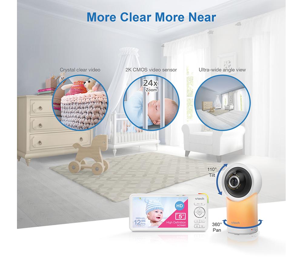 VTECH RM5766HD 5" LCD Screen Smart Video Baby Monitor - White image number 9 of 15