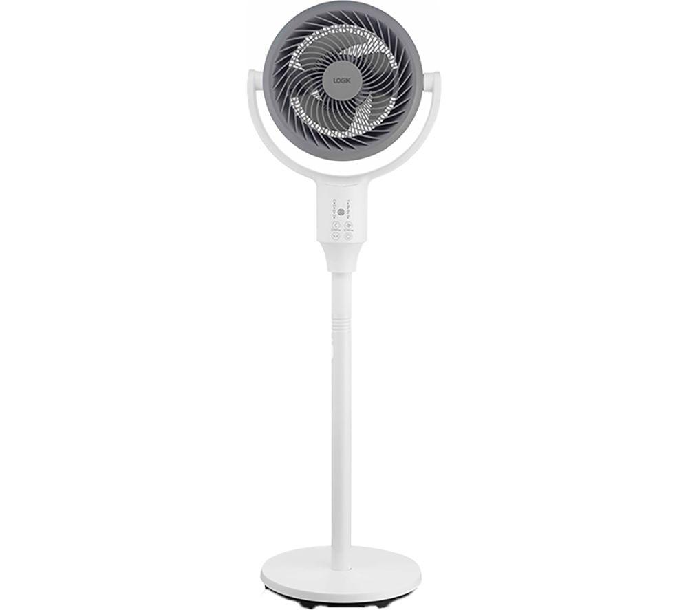 LOGIK L45PFW24 7 Pedestal Fan - White & Grey, White,Silver/Grey