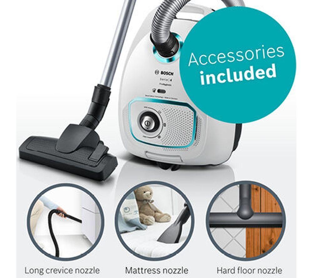 BOSCH Series 4 ProHygienic BGBS4HYGGB Cylinder Bagged Vacuum Cleaner - White, White