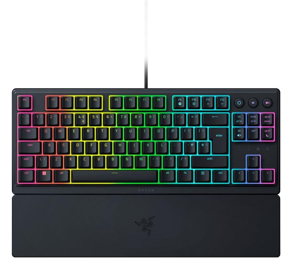 Razer Ornata V3 Tenkeyless - Compact Low Profile Gaming Keyboard (Mecha-Membrane Switches, UV-coated Keycaps, Backlit Dedicated Media Keys, Magnetic Soft-Touch Wrist Rest) UK Layout | Black