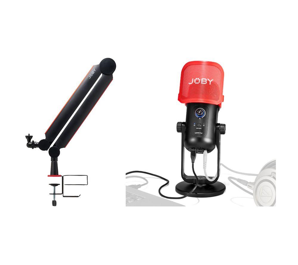 Joby Wavo Pod USB Microphone & JB01803-BWW Wavo Boom Arm Bundle, Red,Black