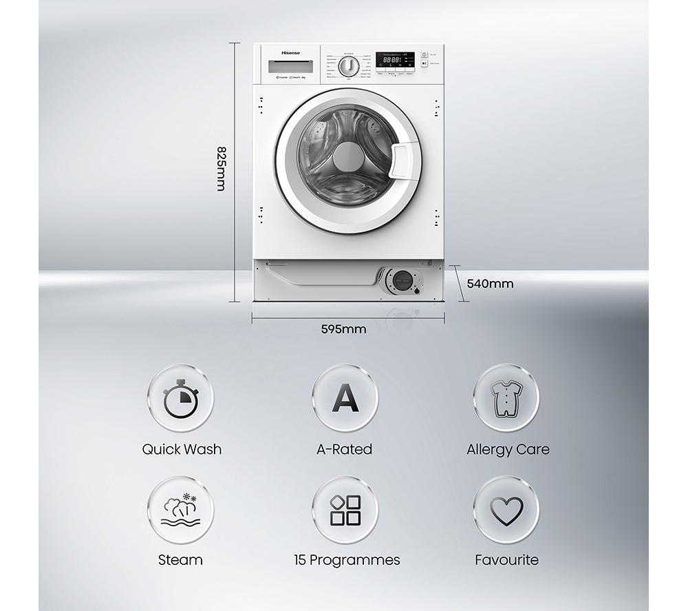 HISENSE 3 Series WF3M841BWI Integrated 8 kg 1400 rpm Washing Machine - White image number 2 of 14