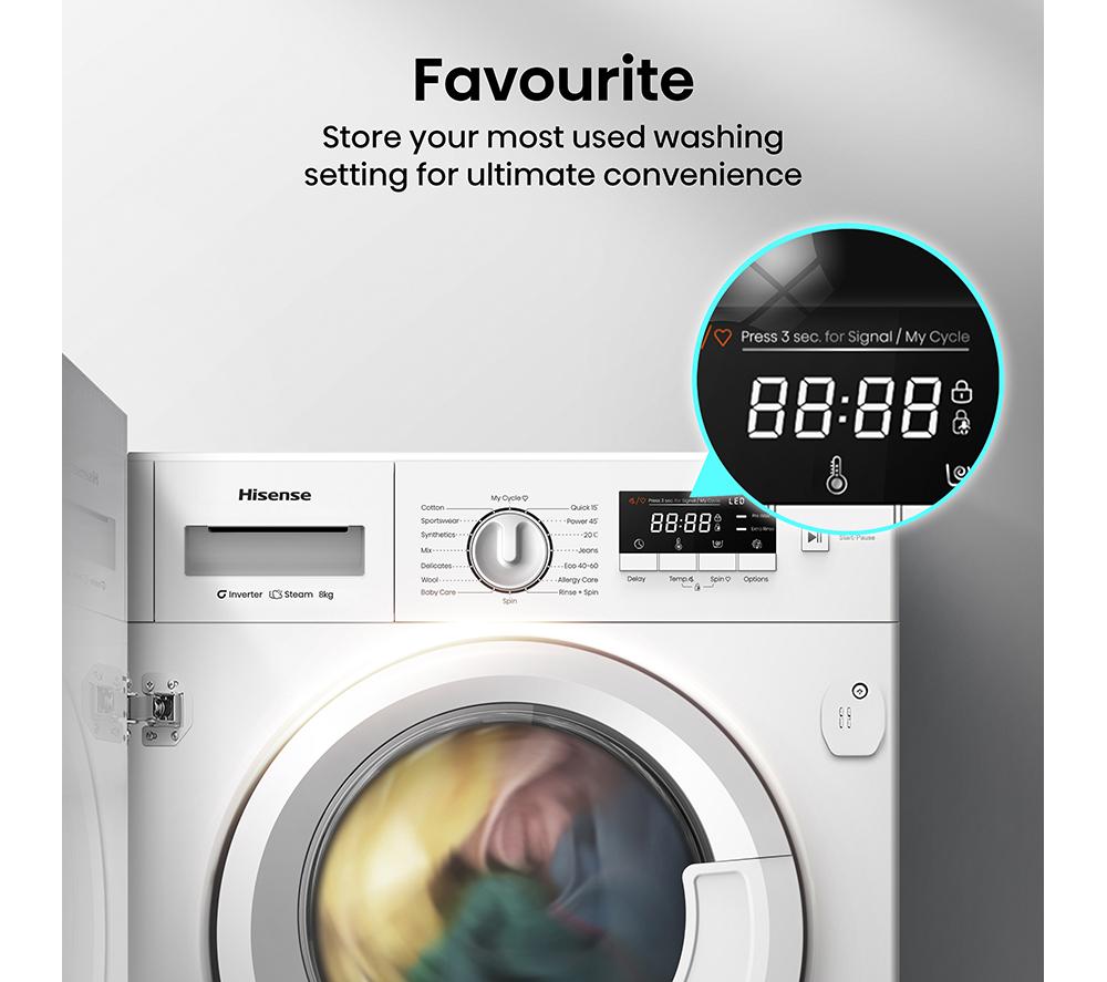 HISENSE 3 Series WF3M841BWI Integrated 8 kg 1400 rpm Washing Machine - White image number 8 of 14