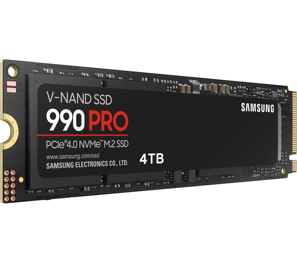 Samsung 990 PRO NVMe M.2 SSD, 4 TB, PCIe 4.0, 7,450 MB/s read, 6,900 MB/s write, Internal SSD, For gaming and video editing, MZ-V9P4T0BW