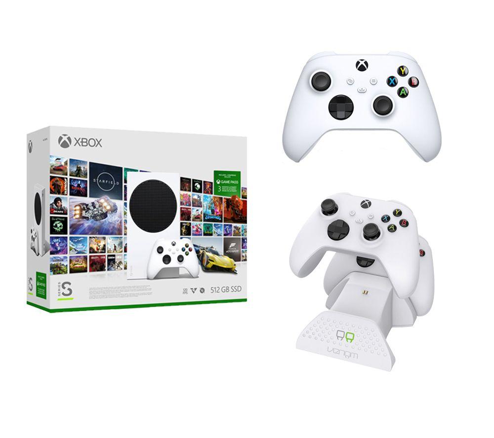 Microsoft Xbox Series S, Xbox Game Pass Ultimate (3 months), Wireless Controller (White) & Twin Dock