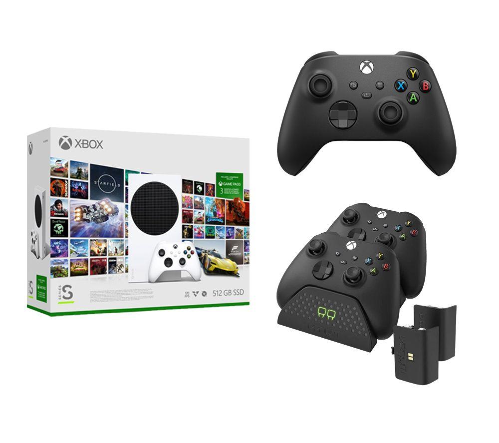 MICROSOFT Xbox Series S Xbox Game Pass Ultimate 3 months Wireless Controller Black Twin Docking Station Bundle