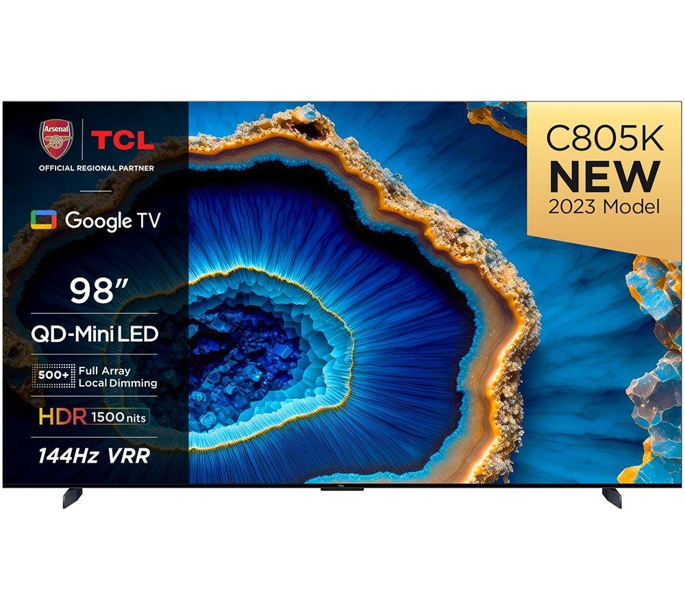 TCL 98C805K 98 Smart 4K Ultra HD HDR Mini LED QLED TV with Google Assistant, Black