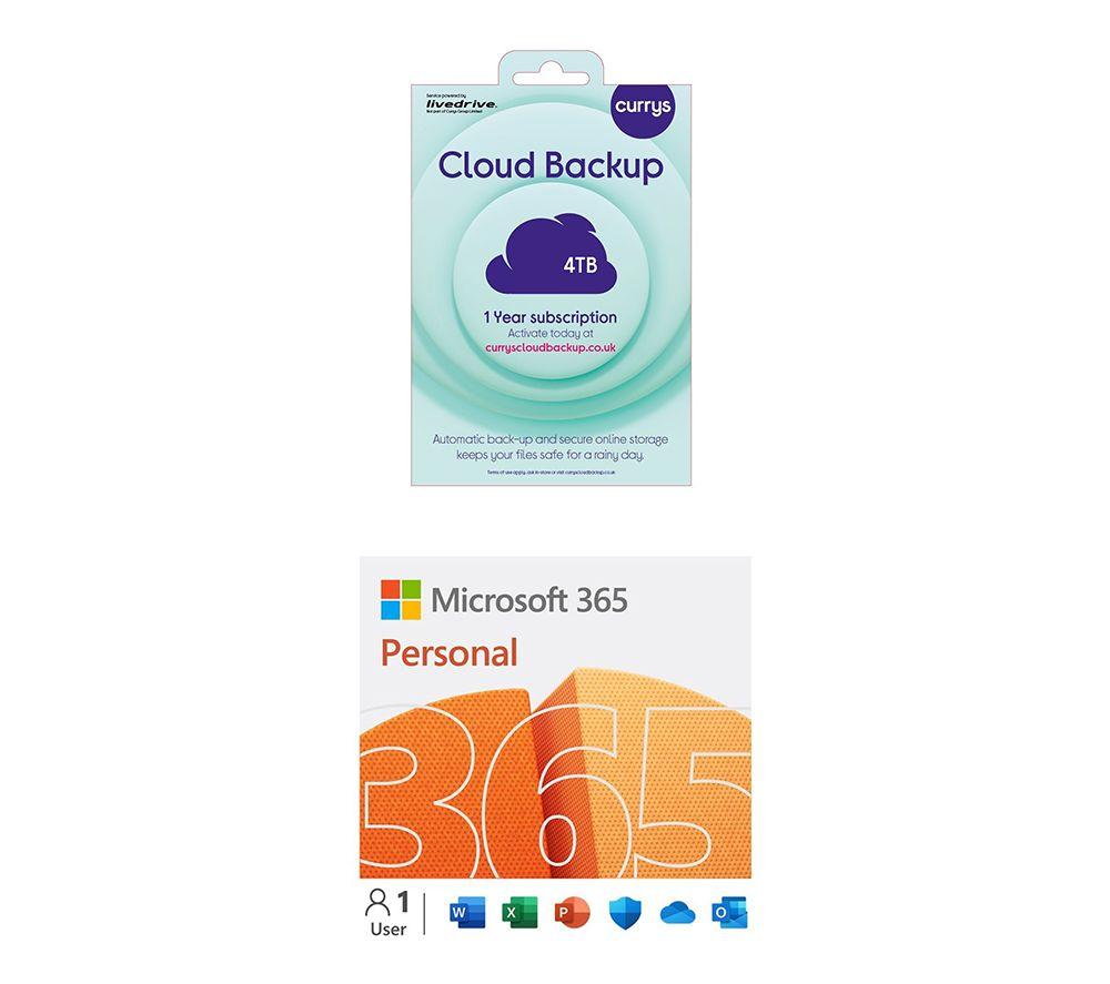 Microsoft 365 Personal (12 months (automatic renewal), 1 user) & Cloud Backup (4 TB, 1 year) Bundle