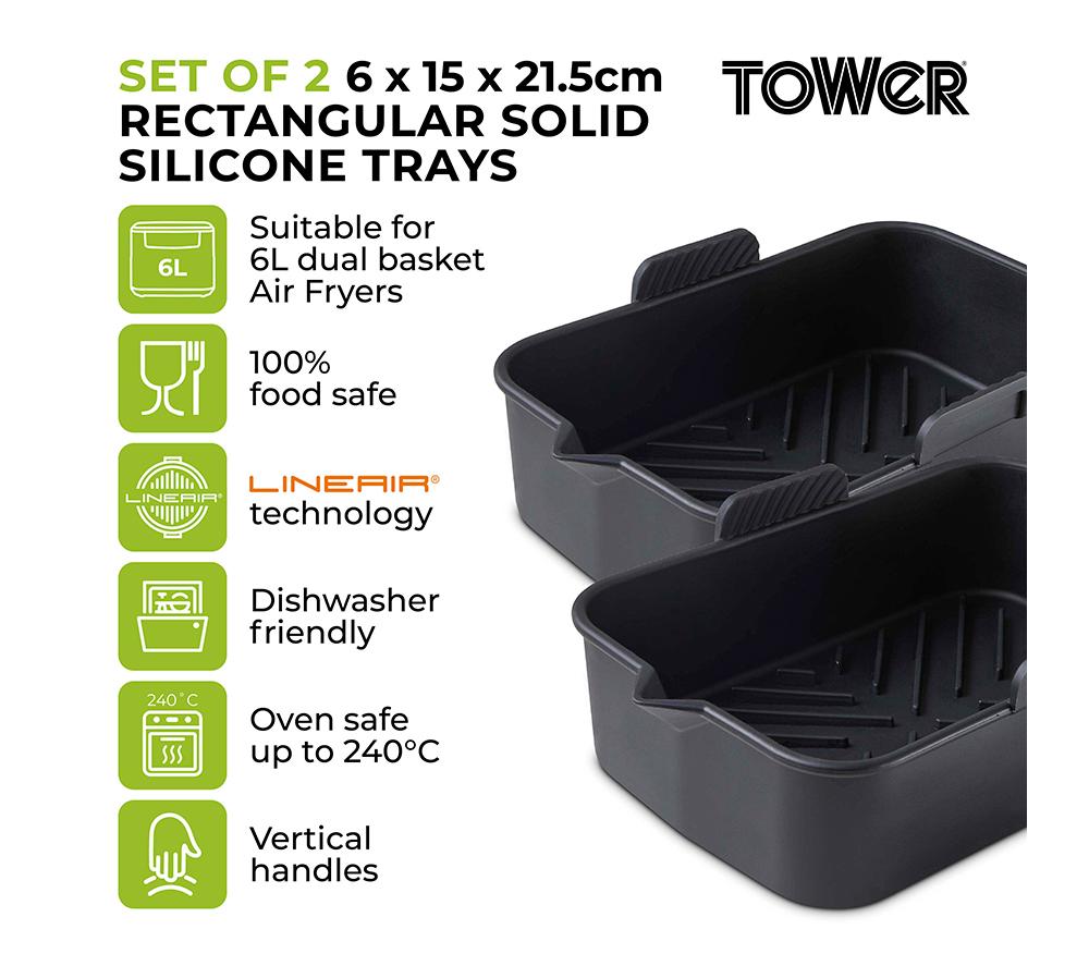 TOWER Rectangular Solid Air Fryer Trays - Set of 2 image number 2 of 12