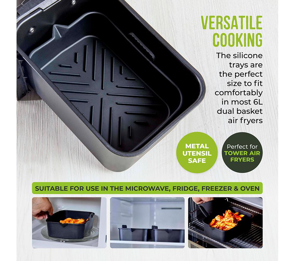 TOWER Rectangular Solid Air Fryer Trays - Set of 2 image number 3 of 12