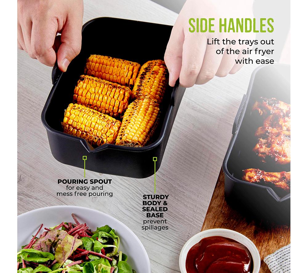TOWER Rectangular Solid Air Fryer Trays - Set of 2 image number 6 of 12