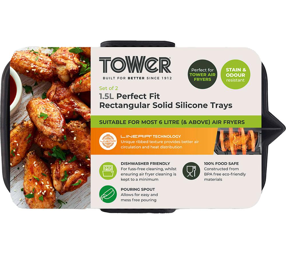 TOWER Rectangular Solid Air Fryer Trays - Set of 2 image number 10 of 12