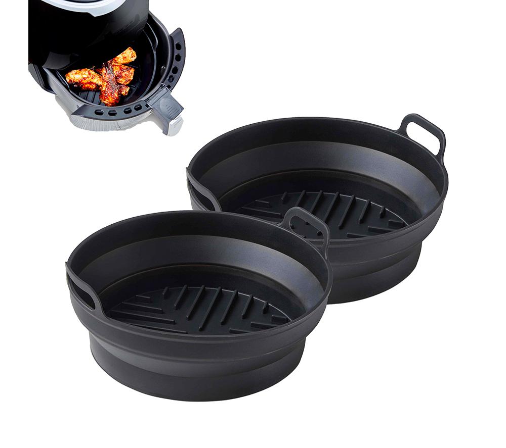 TOWER T843090 2-piece Non-Stick Silicone Air Fryer Tray Set - Black