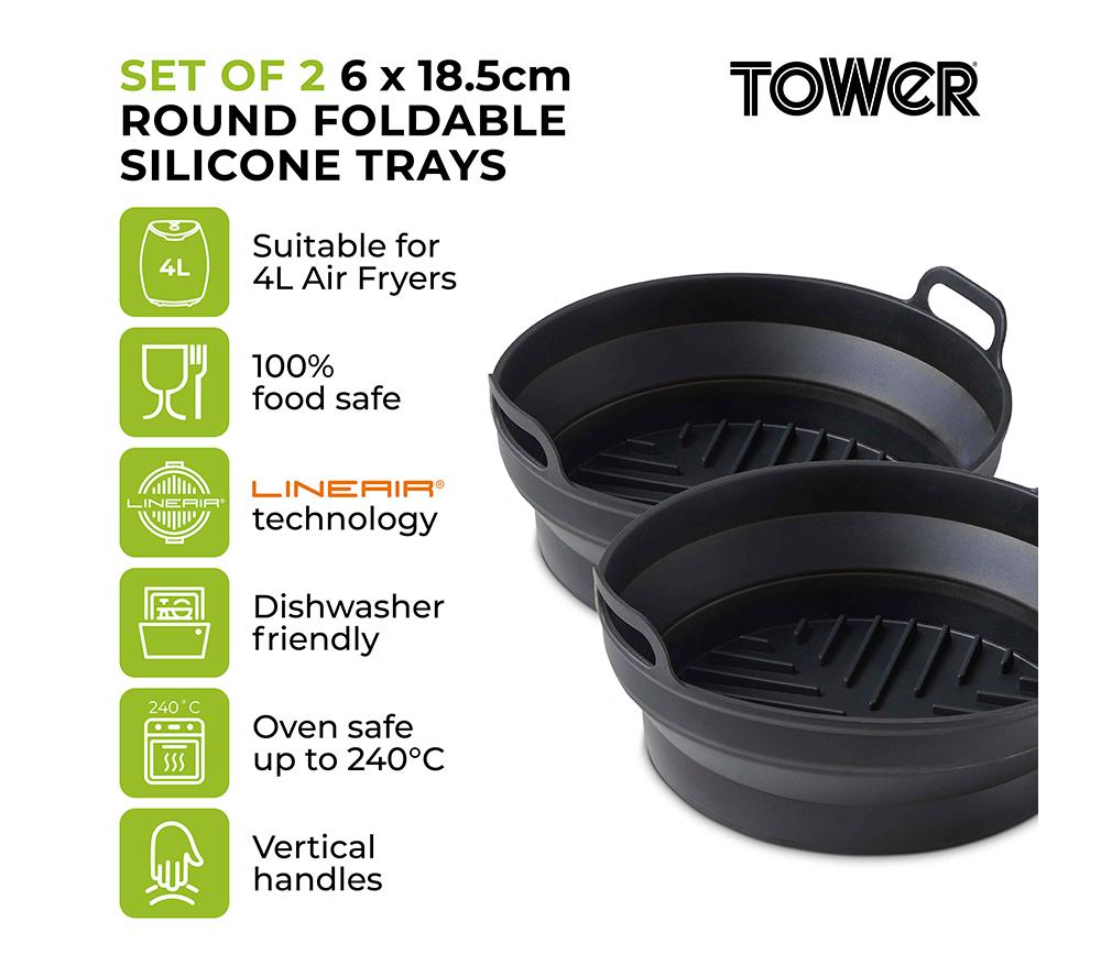 TOWER T843090 2-piece Non-Stick Silicone Air Fryer Tray Set - Black image number 2 of 12