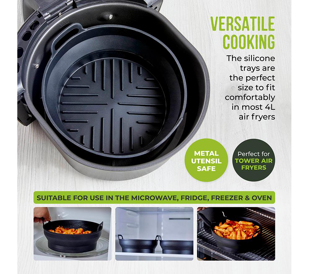 TOWER T843090 2-piece Non-Stick Silicone Air Fryer Tray Set - Black image number 3 of 12