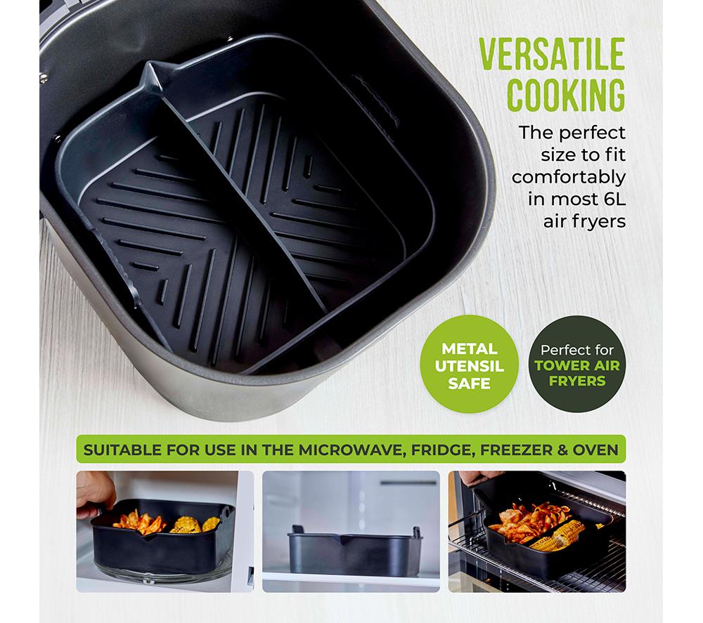 TOWER T843095 Non-stick Square Air Fryer Tray with Divider - Black image number 3 of 12
