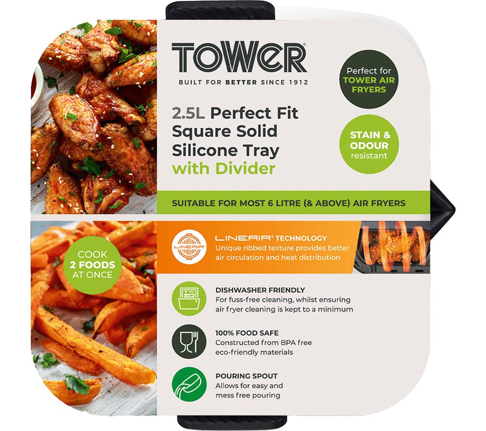 TOWER T843095 Non-stick Square Air Fryer Tray with Divider - Black image number 10 of 12