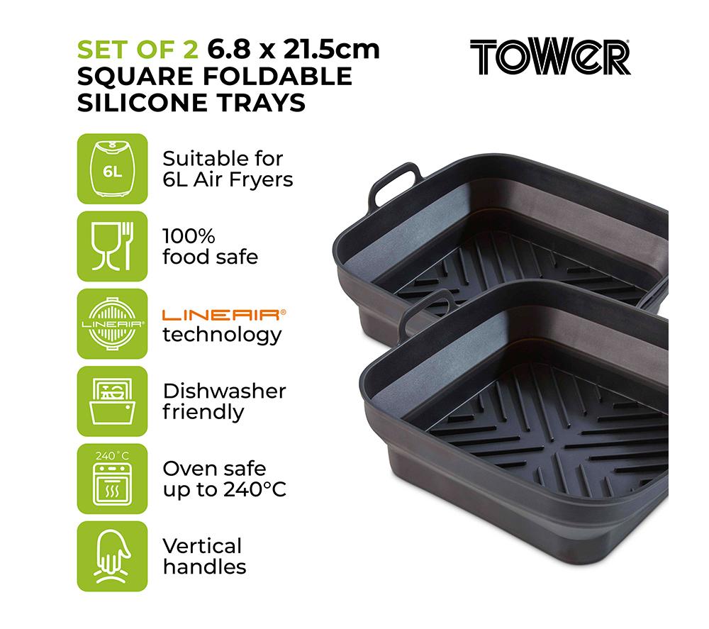 TOWER Square Foldable Air Fryer Trays - Set of 2 image number 2 of 11