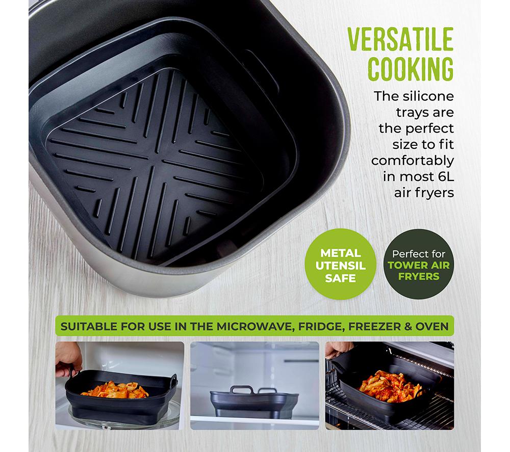 TOWER Square Foldable Air Fryer Trays - Set of 2 image number 3 of 11