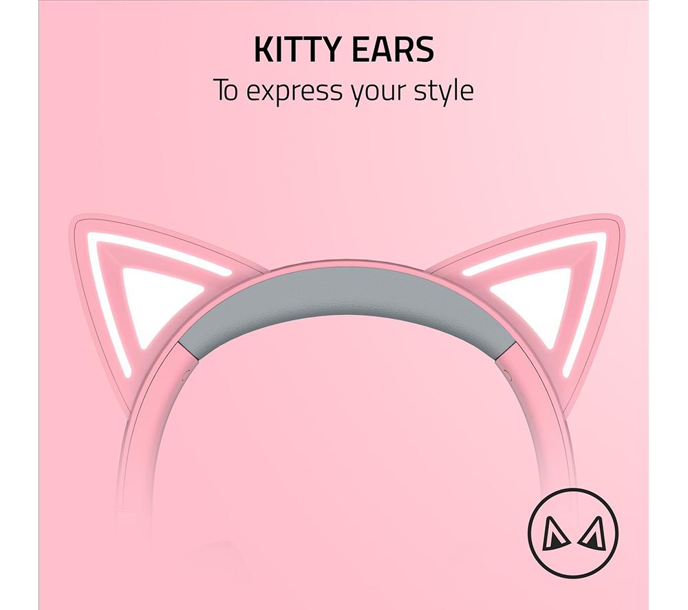 Pink razer headset with cat online ears