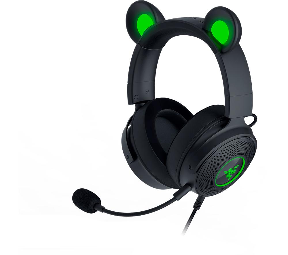 Razer Kraken Kitty Edition V2 Pro - Wired RGB Headset with Interchangeable Ears (Interchangeable Ears, Stream Reactive Lighting, TriForce Titanium 50 mm Drivers, HyperClear Cardioid Mic) Black